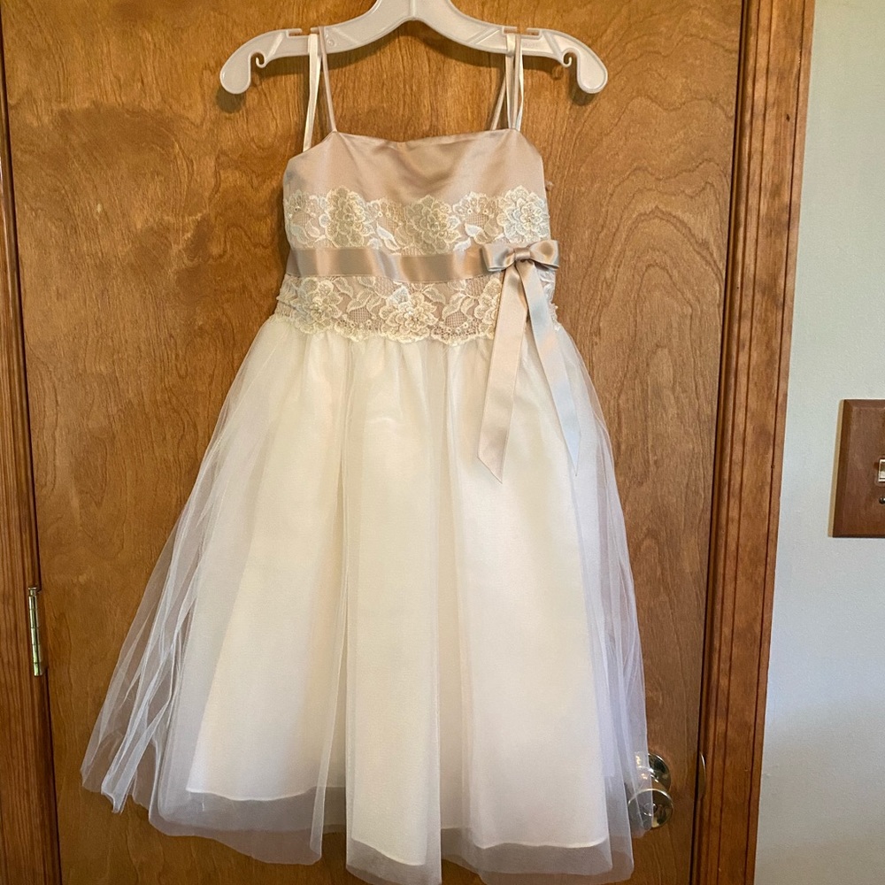 Flower Girl Lace and Tulle Spaghetti Strap Dress